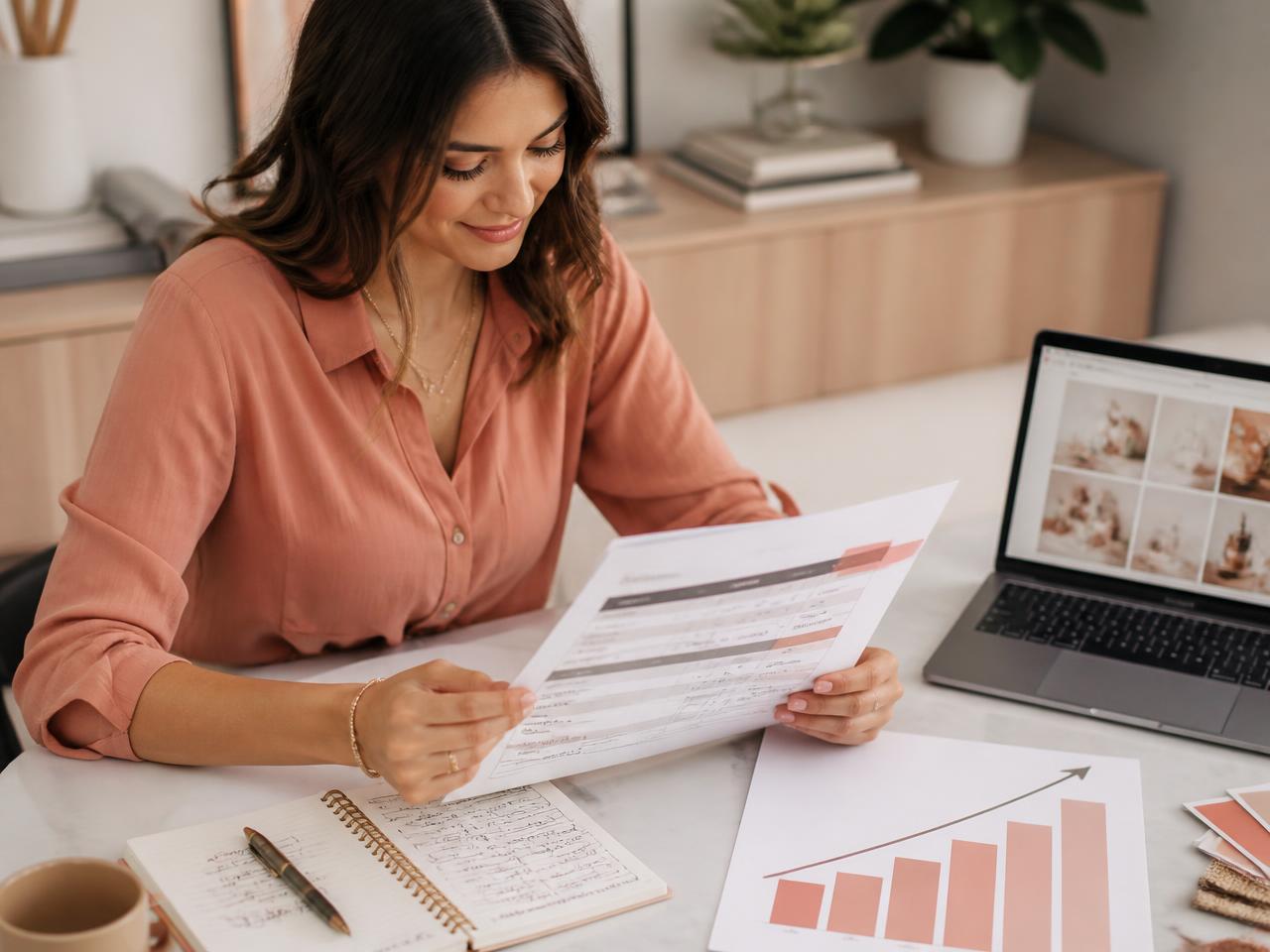 Profissional de marketing apresentando uma proposta de serviço para um cliente